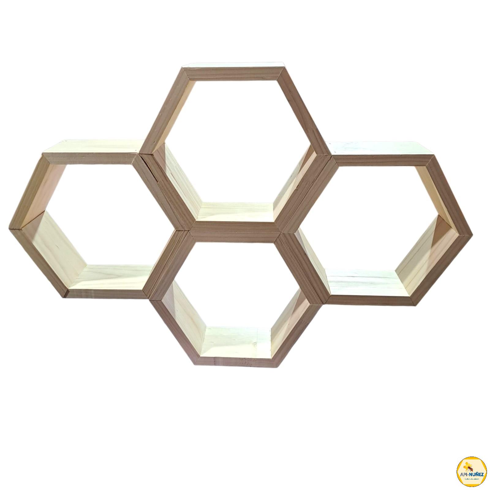 REPISA DE MADERA 4 HEXÁGONOS