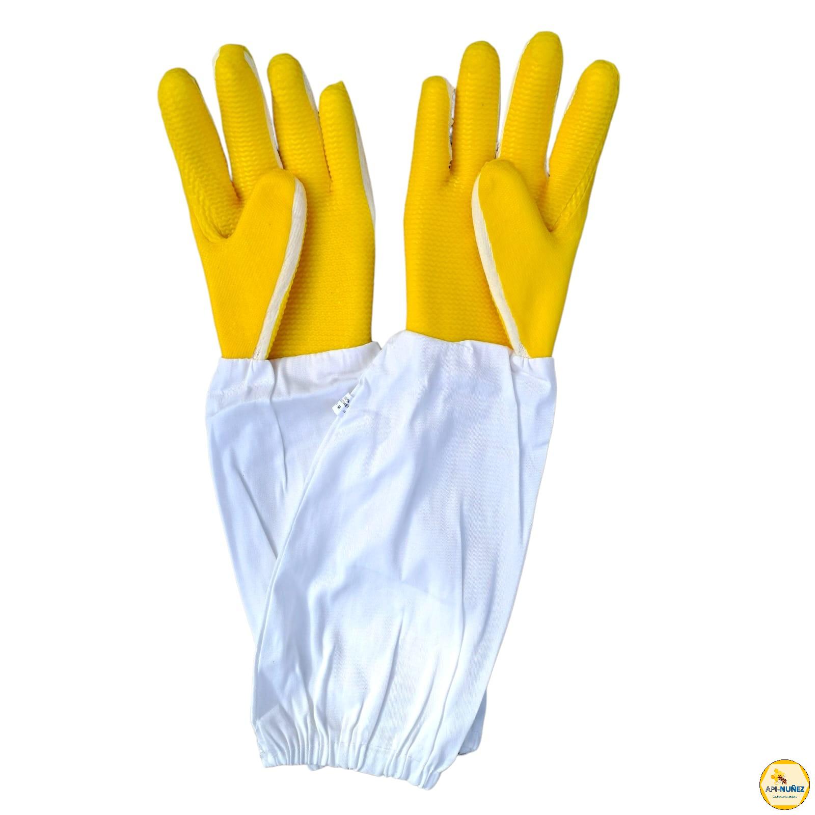 GUANTES DE APICULTOR(A) DE GOMA CON MANGA DE TELA TALLA M